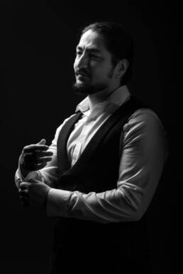 Schwarzweißfotografie Musiker Studioaufnahme